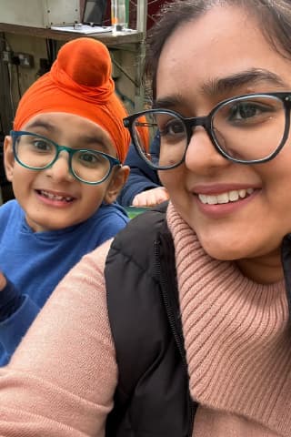Happy parent and child